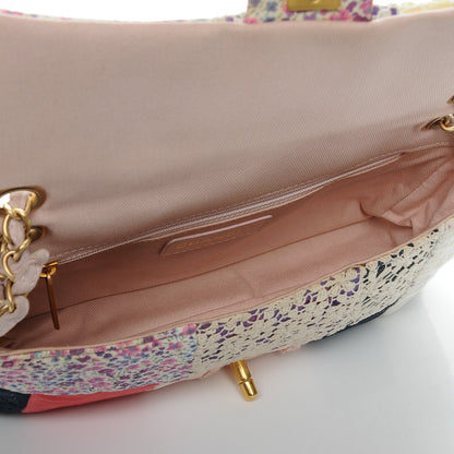 Chanel Fabric Patchwork Medium Flap Bag Pink 5 of 9