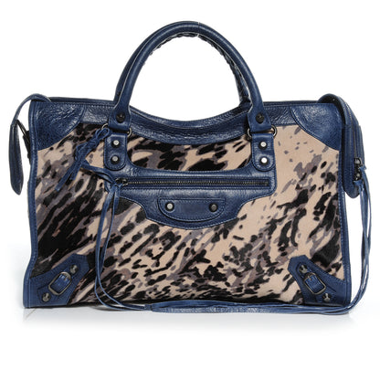 Balenciaga Pony Hair Leopard City Bleu Roi 1 of 7