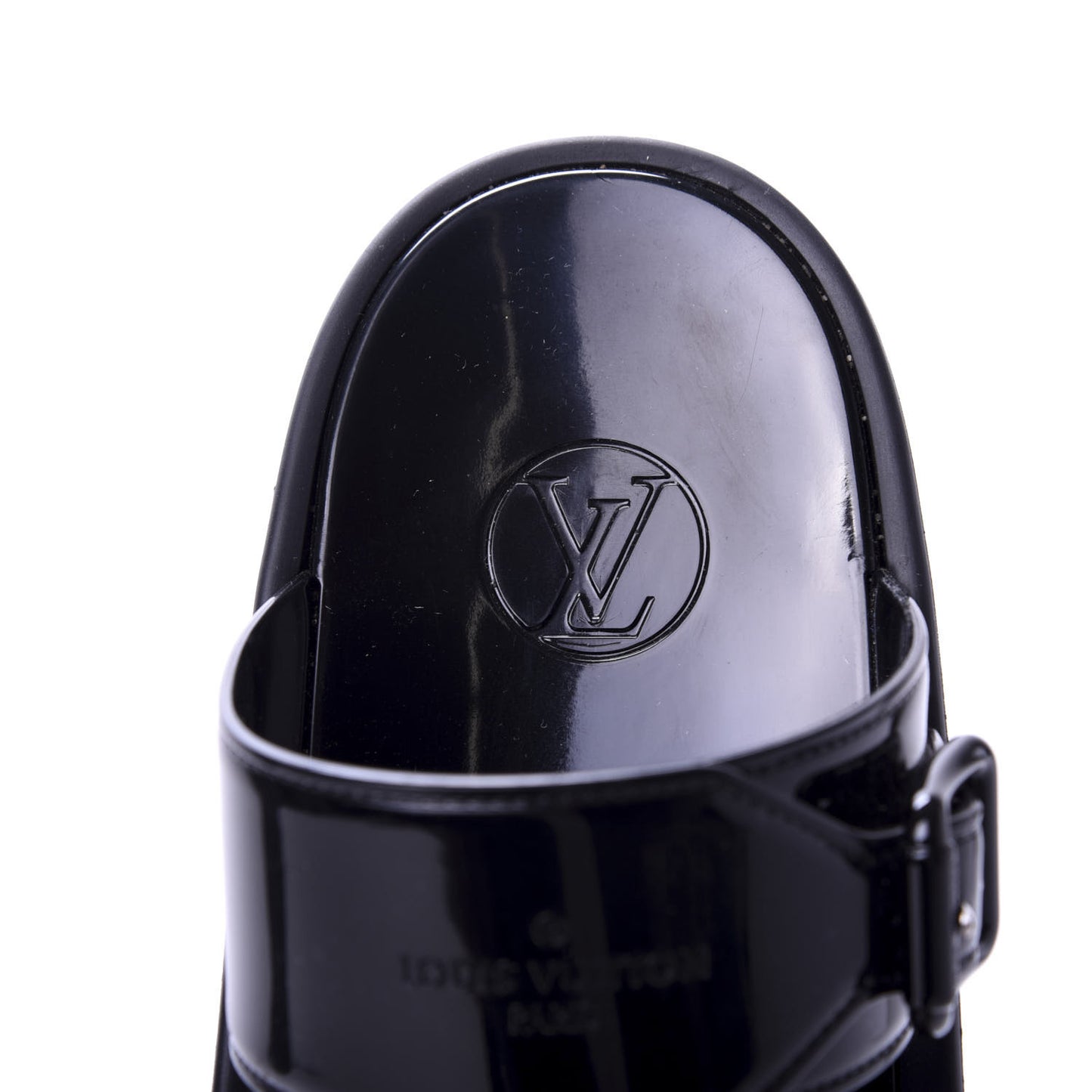 Monogram Sunbath Flat Mule Sandals 39 Black