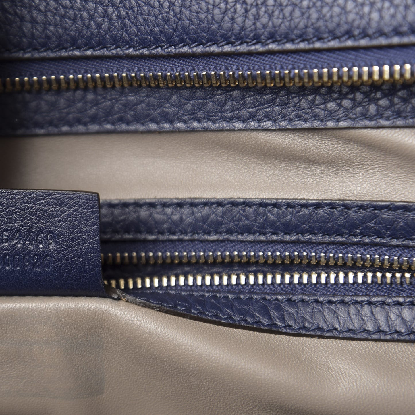 Pebbled Calfskin Large Lady Tassel Top Handle Bag Dark Blue