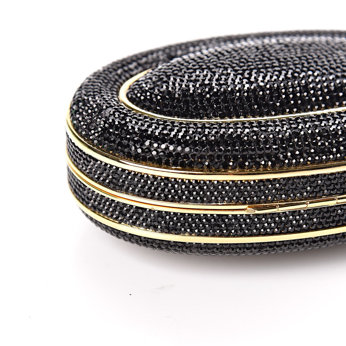 Swarovski Crystal Minaudiere Clutch Black Gold