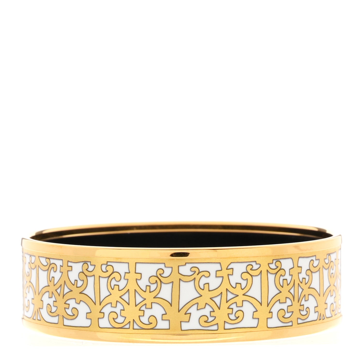 Hermes Enamel Printed Wide Balcons du Guadalquivir Bracelet 65 Gold 3 of 6