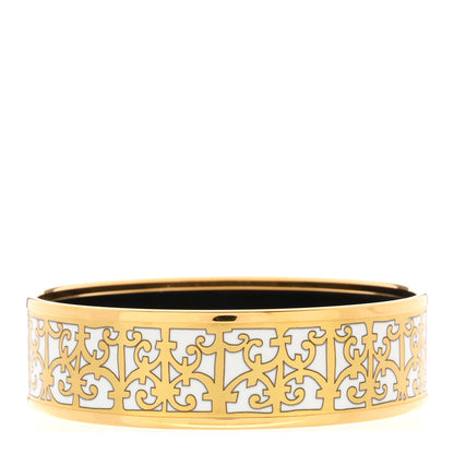 Hermes Enamel Printed Wide Balcons du Guadalquivir Bracelet 65 Gold 3 of 6