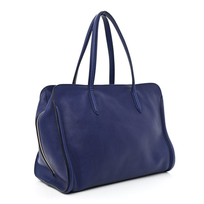 Alexander McQueen Pebbled Calfskin Large Skull Padlock Zip Around Tote Ultramarine 2 of 9