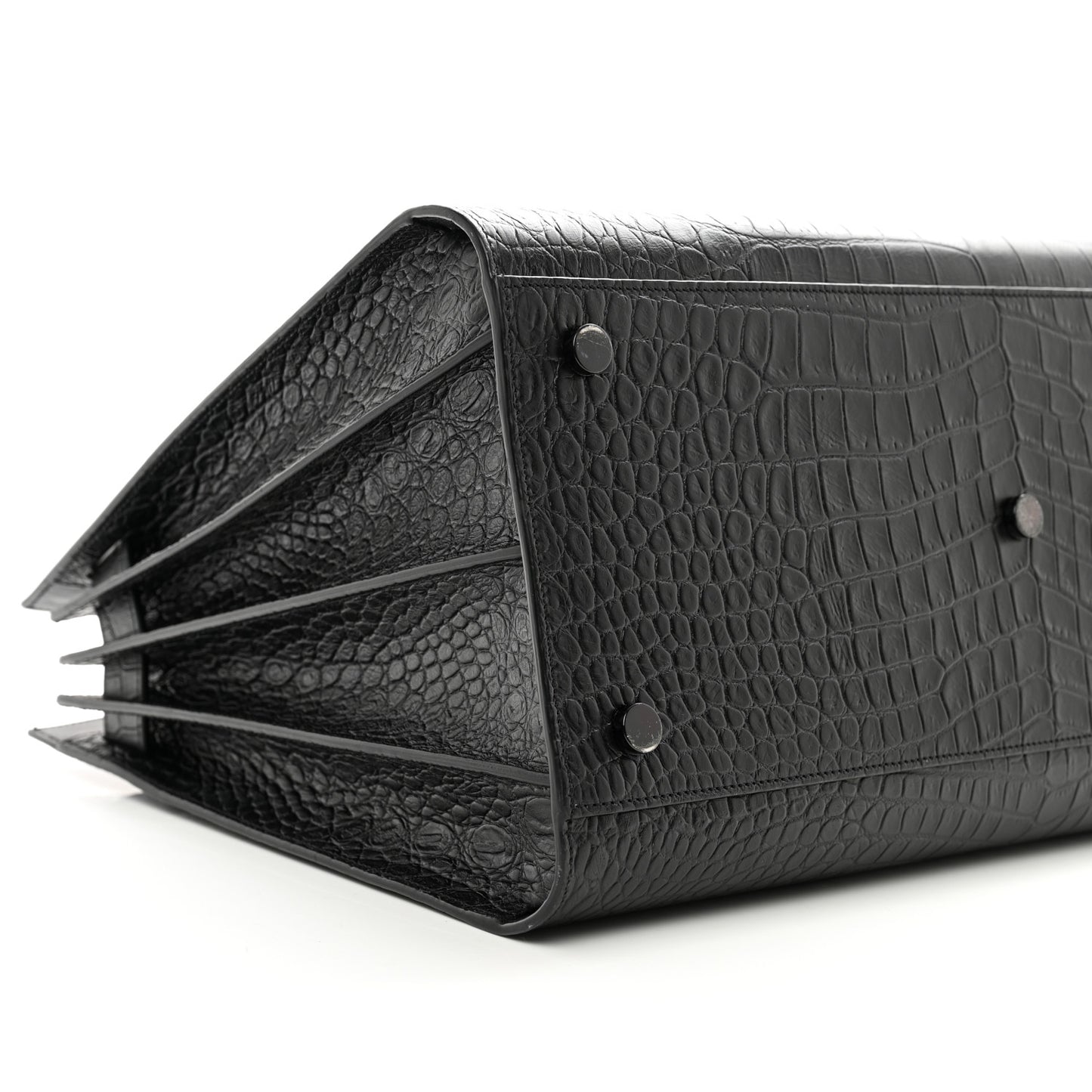 Calfskin Crocodile Embossed Large Sac De Jour Carryall Black
