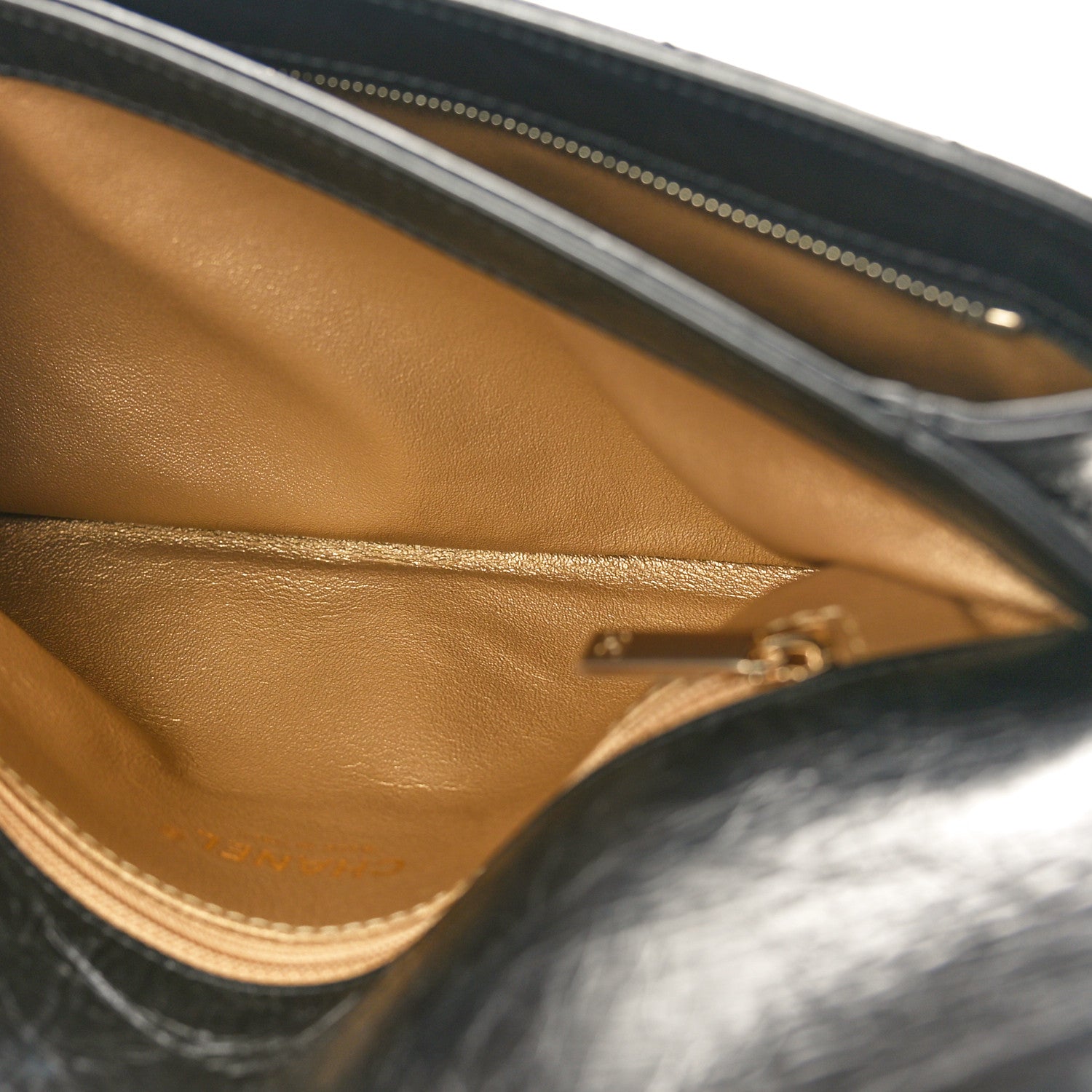 Chanel Crumpled Calfskin Chevron Envelope Clutch Black 6 of 9