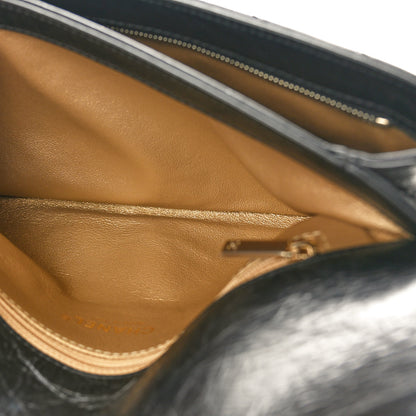 Chanel Crumpled Calfskin Chevron Envelope Clutch Black 6 of 9