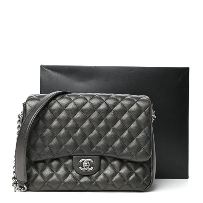 Chanel Metallic Goatskin Quilted Medium Rock In Rome Flap Charcoal 10 of 10