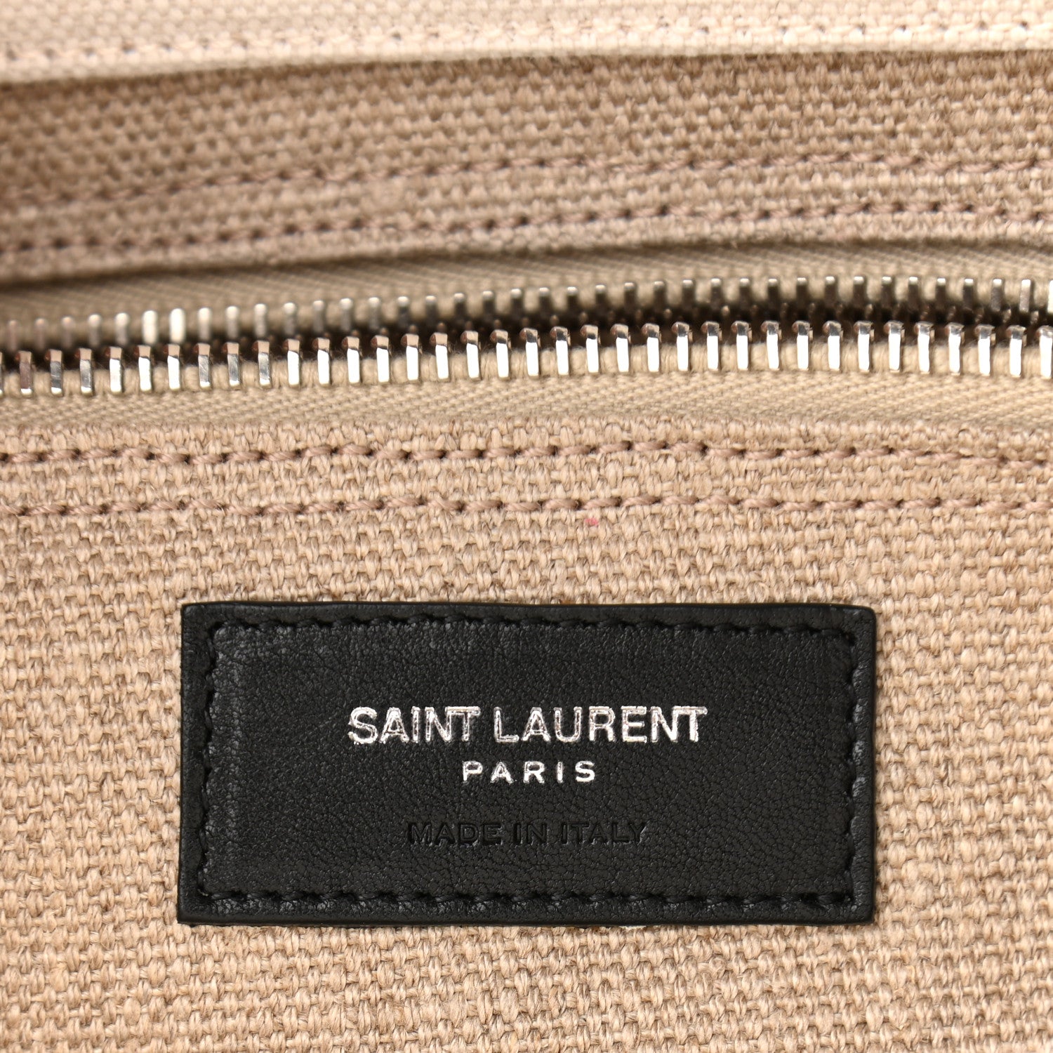 Saint Laurent Linen Calfskin Small Rive Gauche Tote Greggio Natural 5 of 9