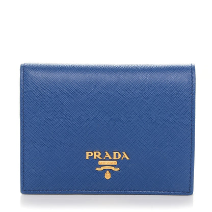 Prada Saffiano Compact Wallet Blue 1 of 6