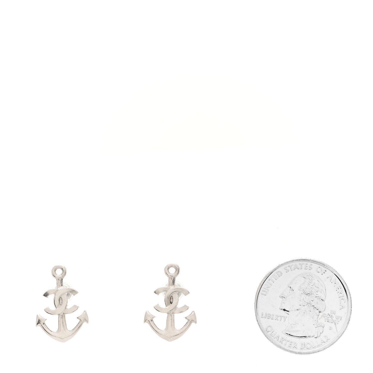 Chanel Metal Anchor CC Earrings Silver 2 of 4