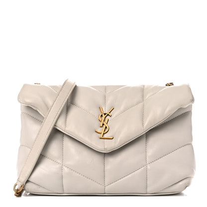 Saint Laurent Lambskin Quilted Toy Loulou Puffer Monogram Chain Satchel Crema Soft 1 of 19