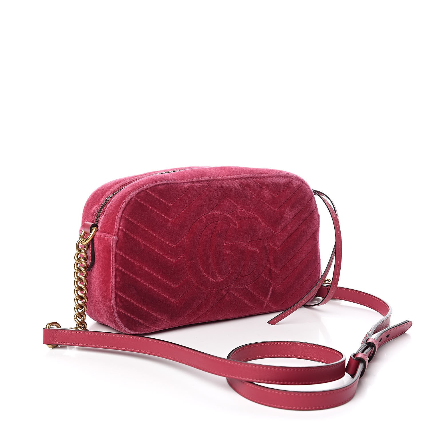 Gucci Velvet Matelasse Small GG Marmont Chain Shoulder Bag Light Raspberry Rose 3 of 11