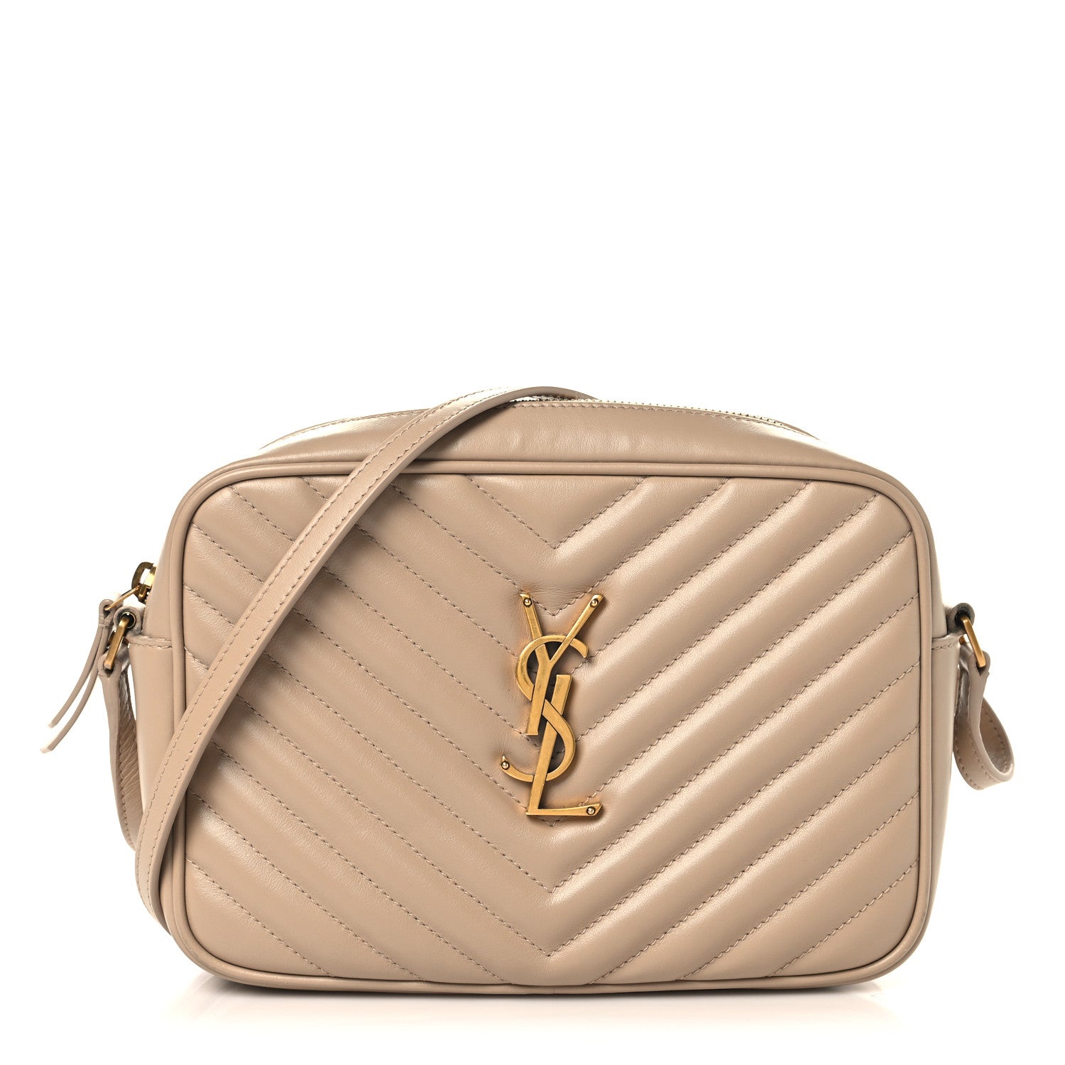 Saint Laurent Calfskin Matelasse Monogram Lou Camera Bag Dark Beige 1 of 10
