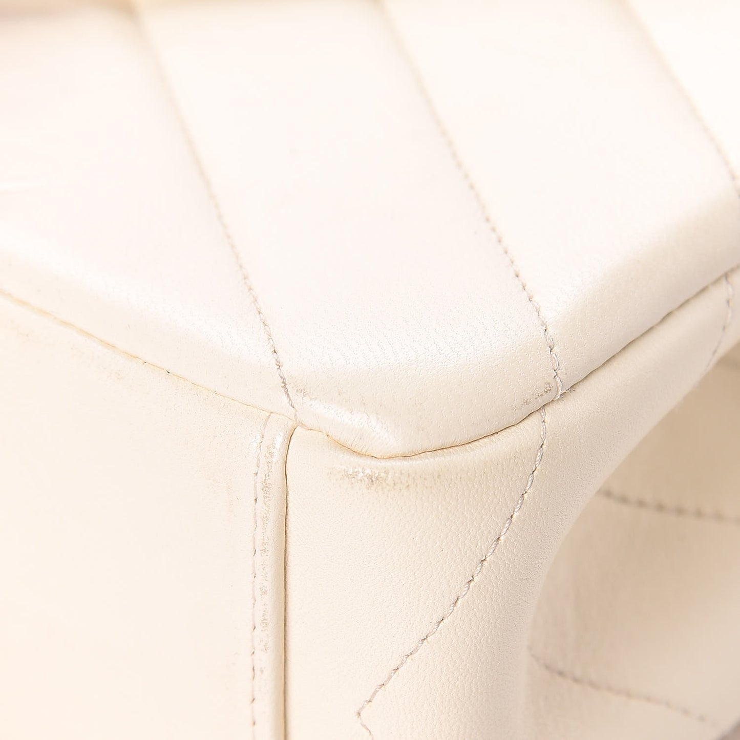 Lambskin Chevron Quilted Envelope Flap White