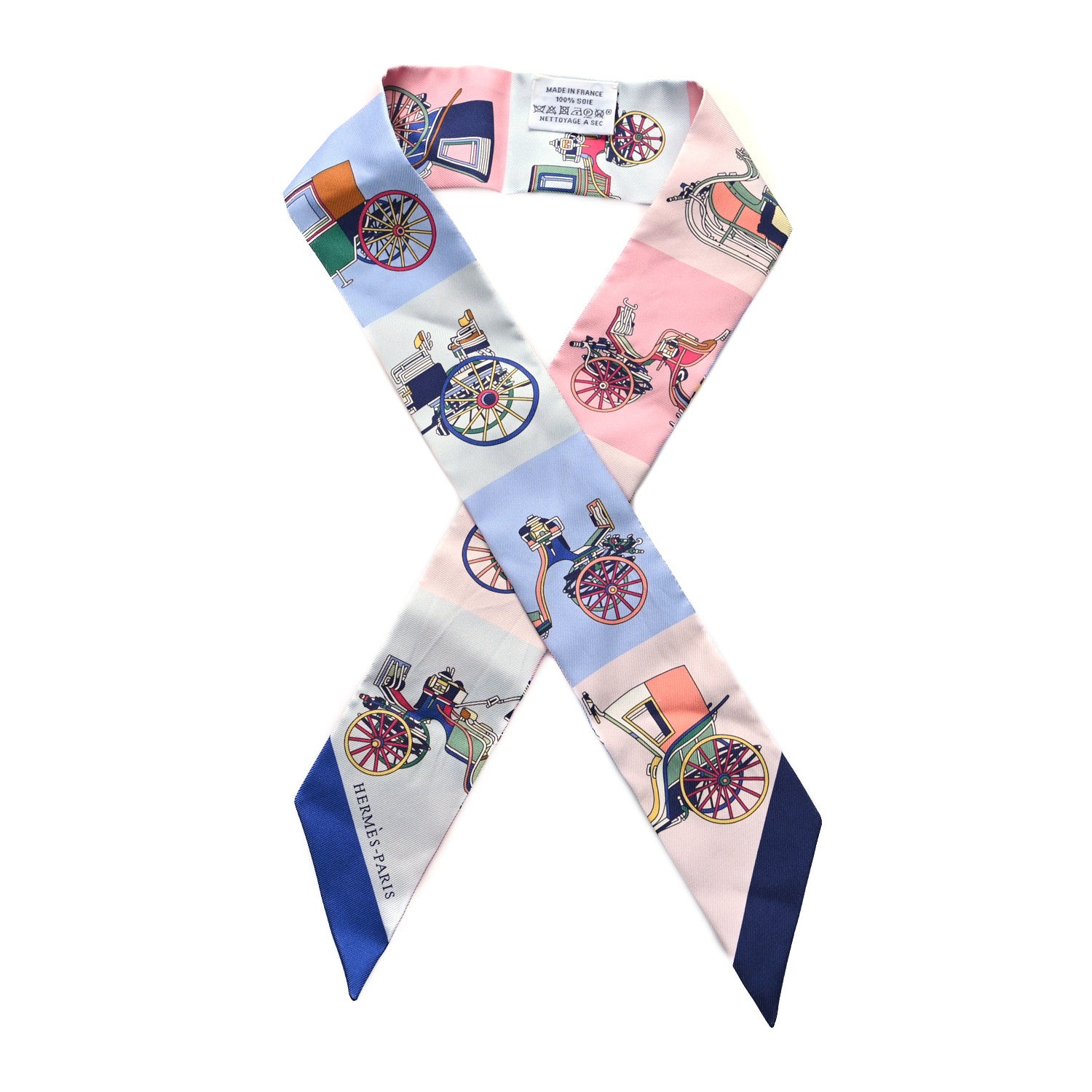 Hermes Silk Les Voitures Exquises Twilly Bleu Rose Vert 1 of 4