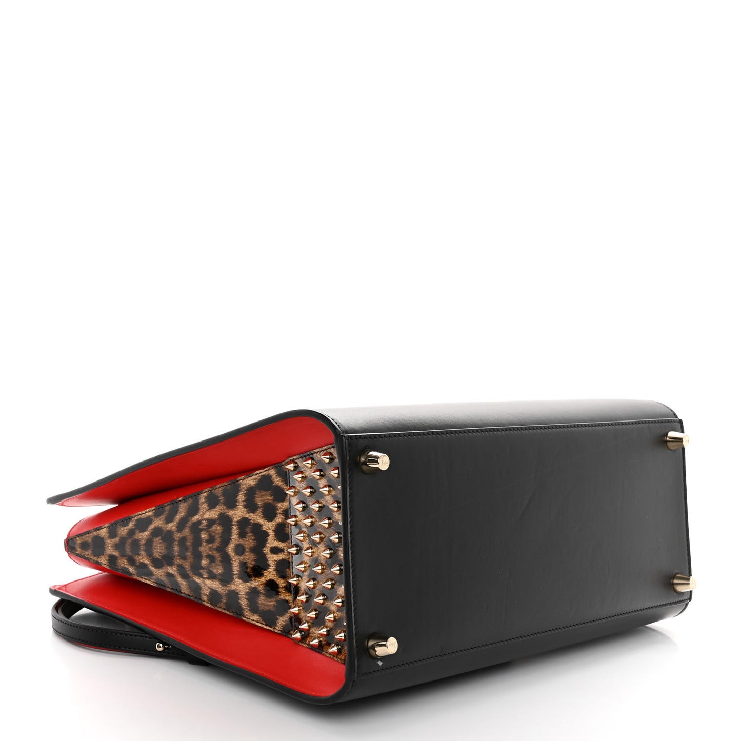 Calfskin Patent Leopard Spiked Large Paloma Black