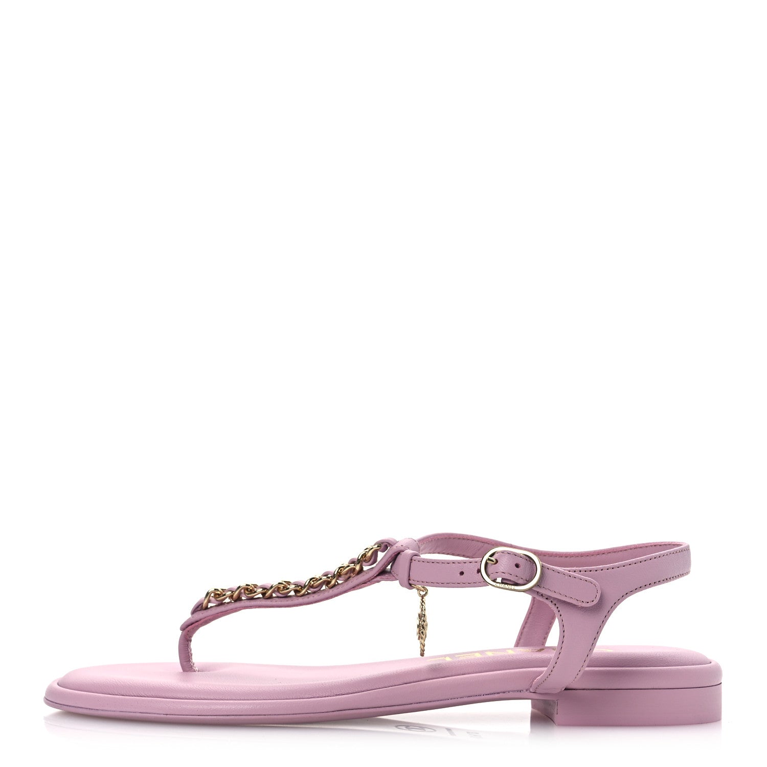 Chanel Lambskin Chain CC Logo Thong Sandals 37.5 Pink 1 of 12