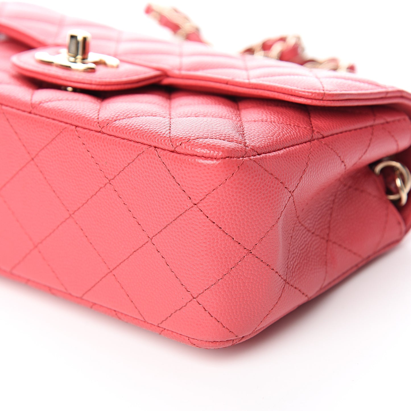 Caviar Quilted Mini Rectangular Flap Dark Pink