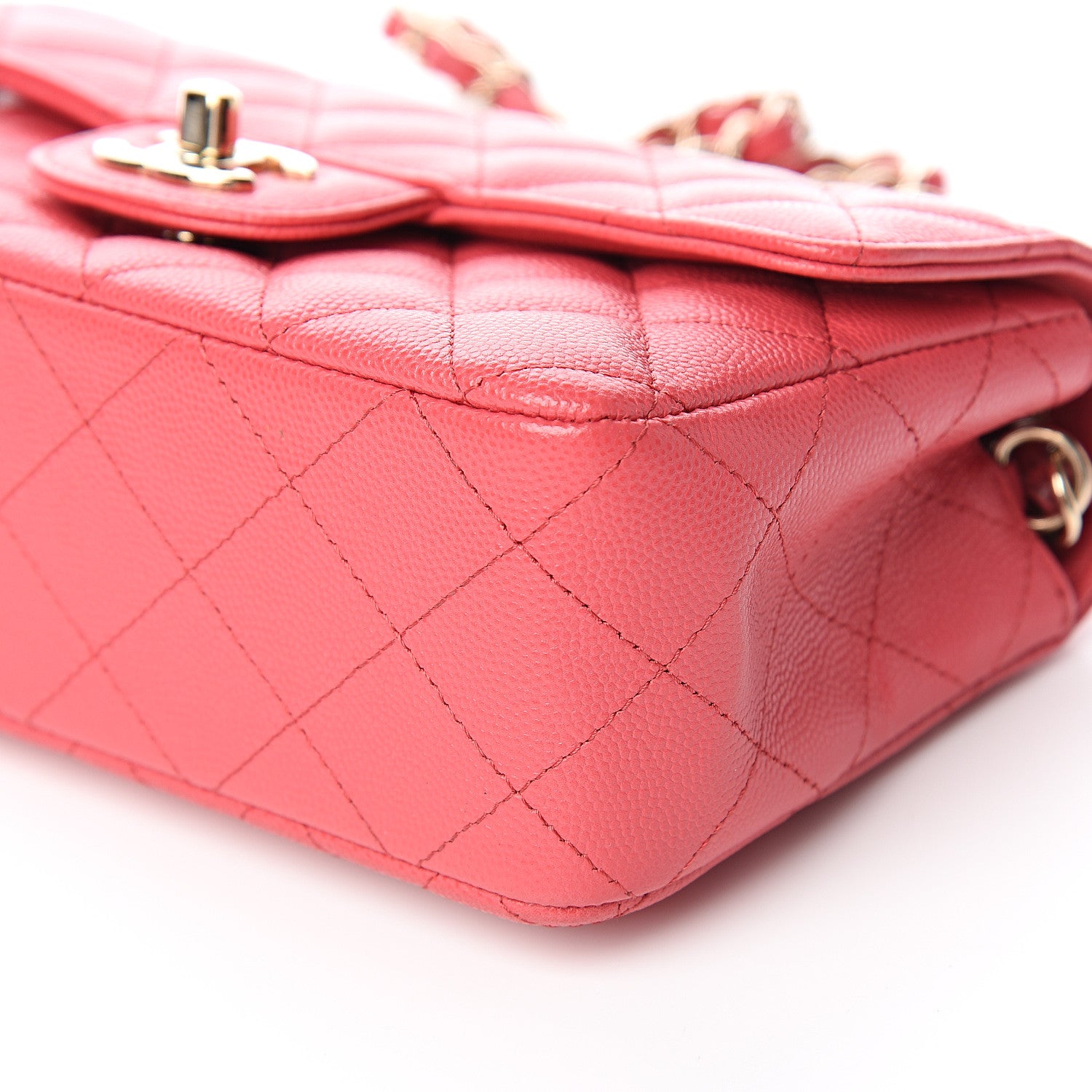 Chanel Caviar Quilted Mini Rectangular Flap Dark Pink 8 of 10