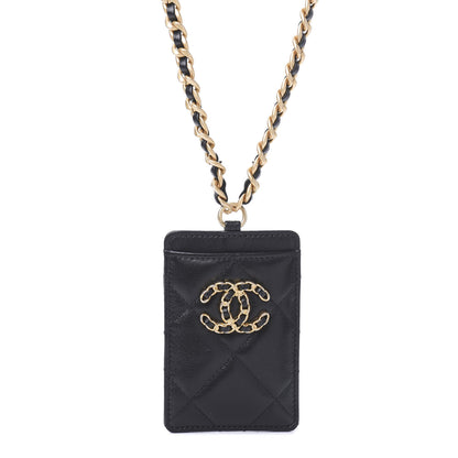 Chanel Goatskin Quilted 19 Card Holder On Chain Black 1 of 5