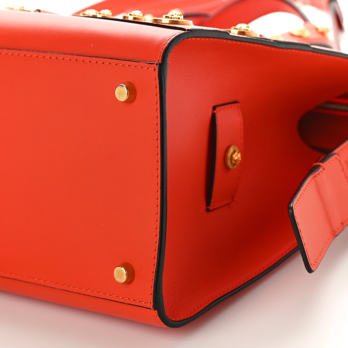 Calfskin Large Medusa Stud Tribute Tote Orange