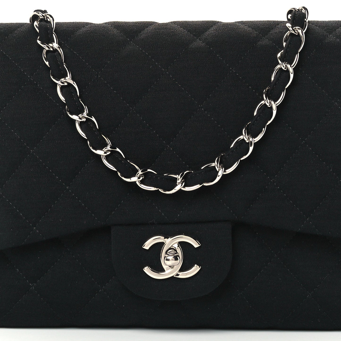 Jersey Quilted Jumbo Single Flap Black