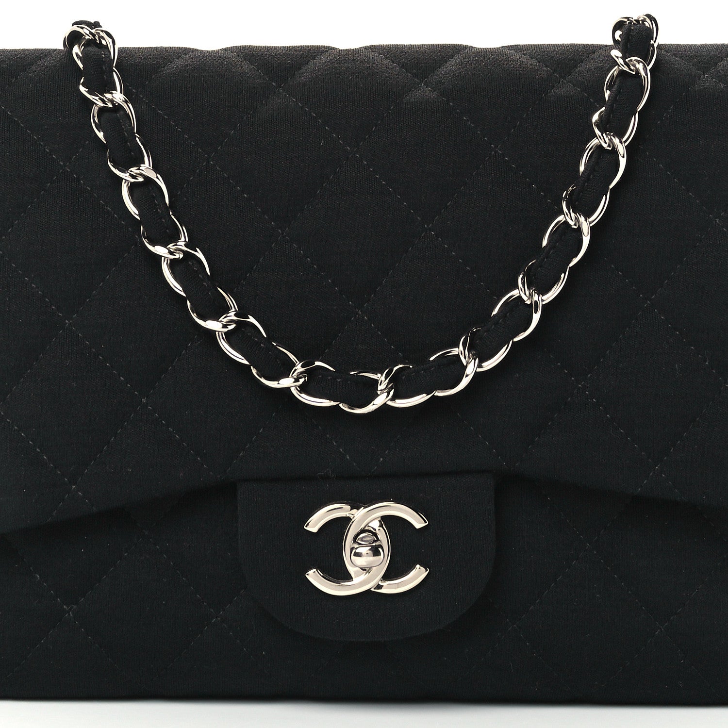 Chanel Jersey Quilted Jumbo Single Flap Black 9 of 13