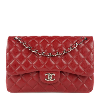 Chanel Caviar Quilted Jumbo Double Flap Red 1 of 9