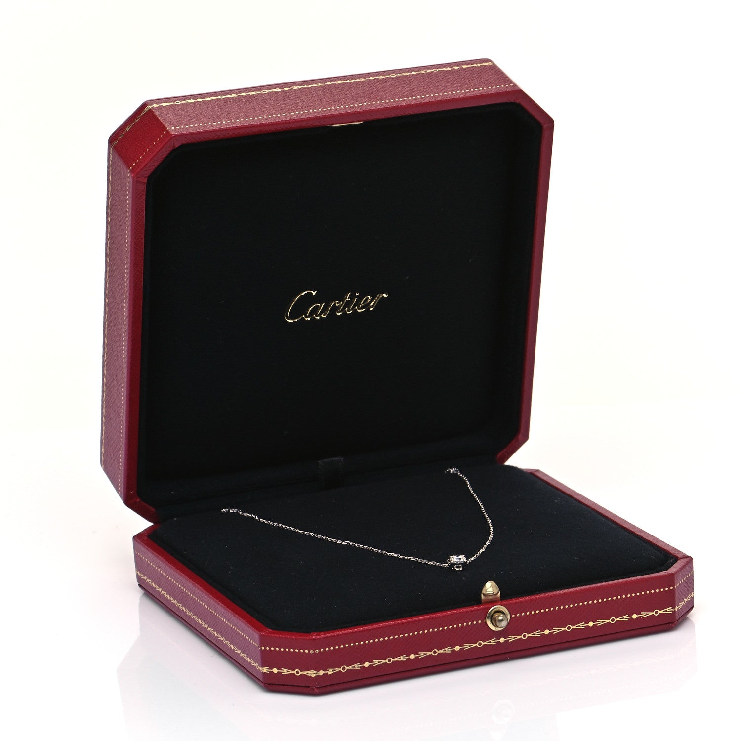 Cartier 18K White Gold Diamond .30ct 1895 Pendant Necklace 7 of 7