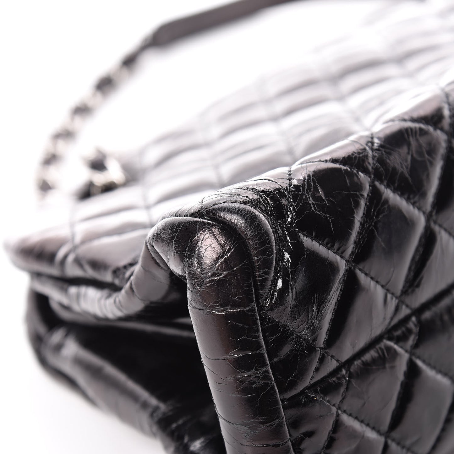 Glazed Calfskin Quilted Medium Just Mademoiselle Black