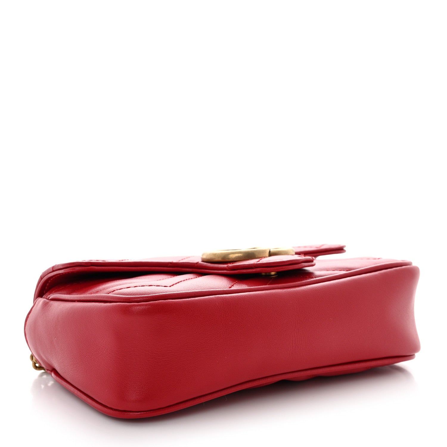 Gucci Calfskin Matelasse Super Mini GG Marmont Shoulder Bag Hibiscus Red 4 of 11
