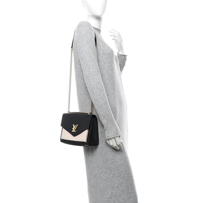 Louis Vuitton Soft Calfskin Mylockme Chain Bag BB Black Creme 2 of 10