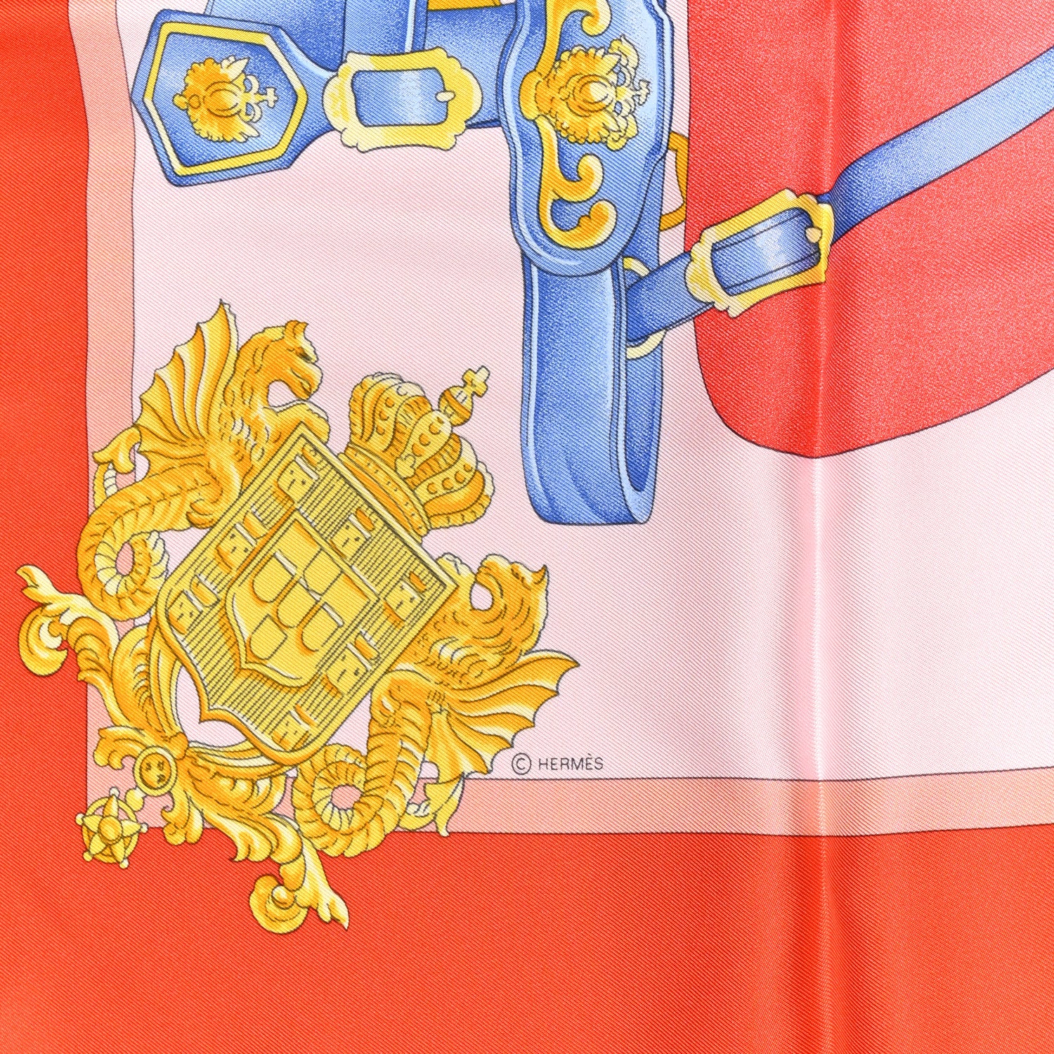Hermes Silk Harnais De Cour Scarf 90 Orange 4 of 5