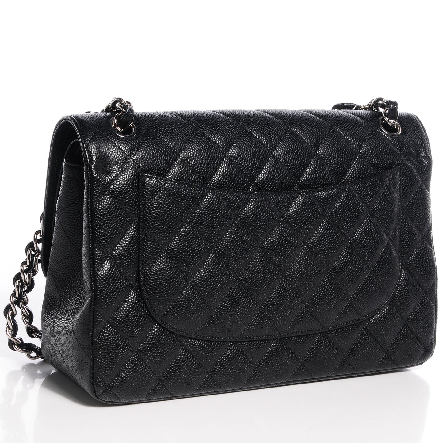 Caviar Quilted Jumbo Double Flap Black