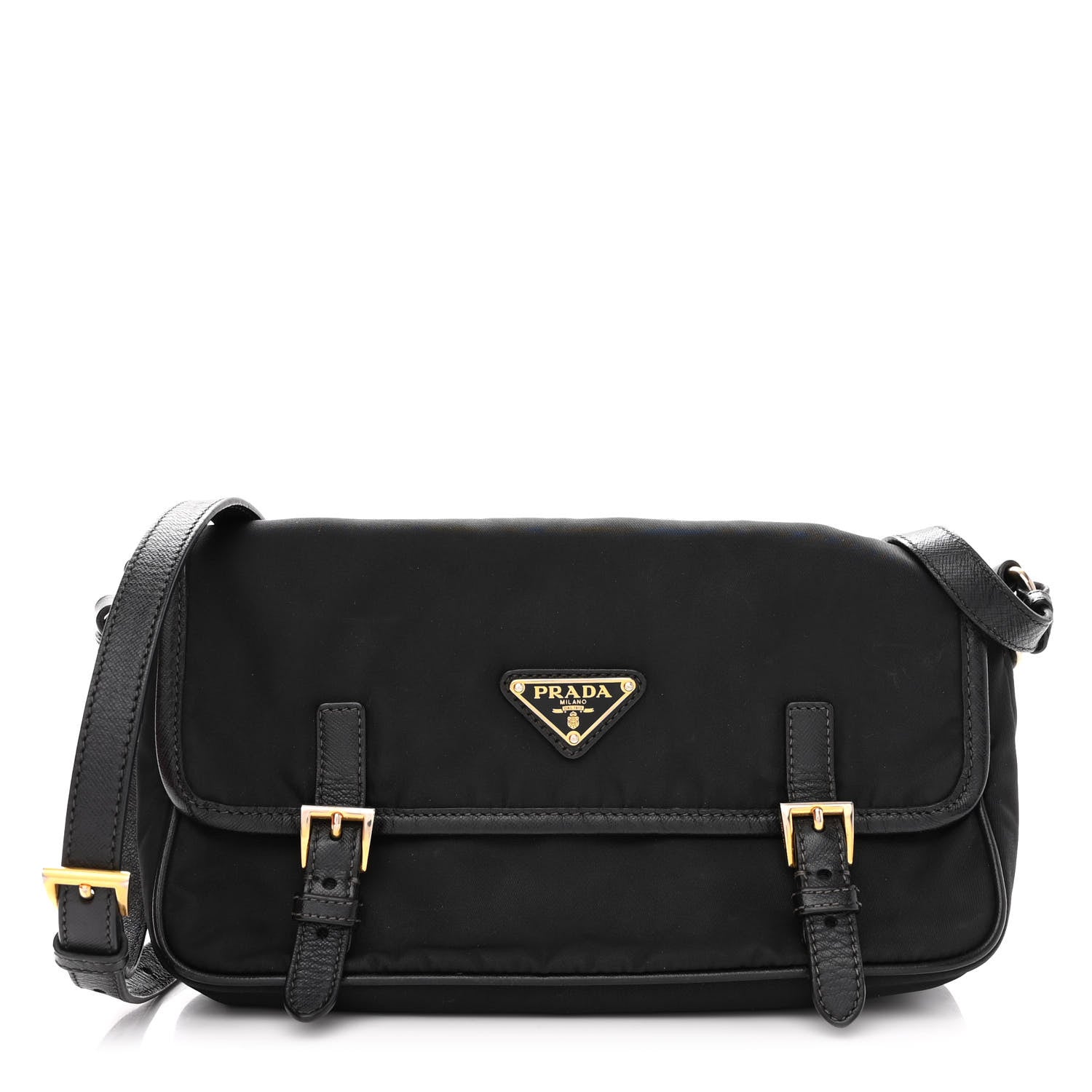 Prada Tessuto Nylon Saffiano Small Messenger Bag Black 1 of 9