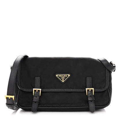 Prada Tessuto Nylon Saffiano Small Messenger Bag Black 1 of 9