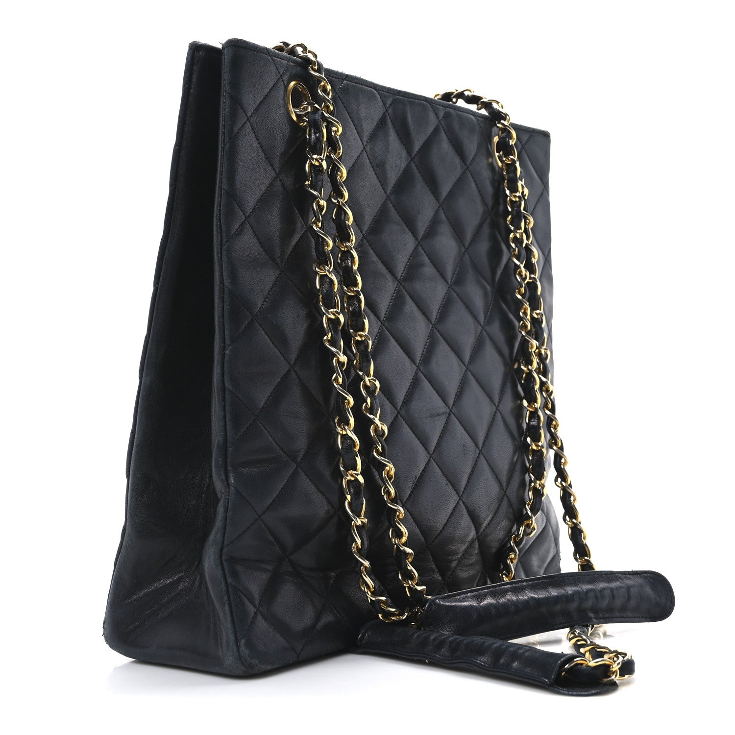 Chanel Lambskin Quilted Shopping Tote Black 3 of 10