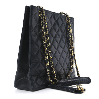 Chanel Lambskin Quilted Shopping Tote Black 3 of 10