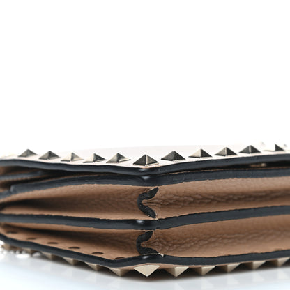 Valentino Garavani Pebbled Calfskin Rockstud Wallet on Chain Camel Rose 8 of 9
