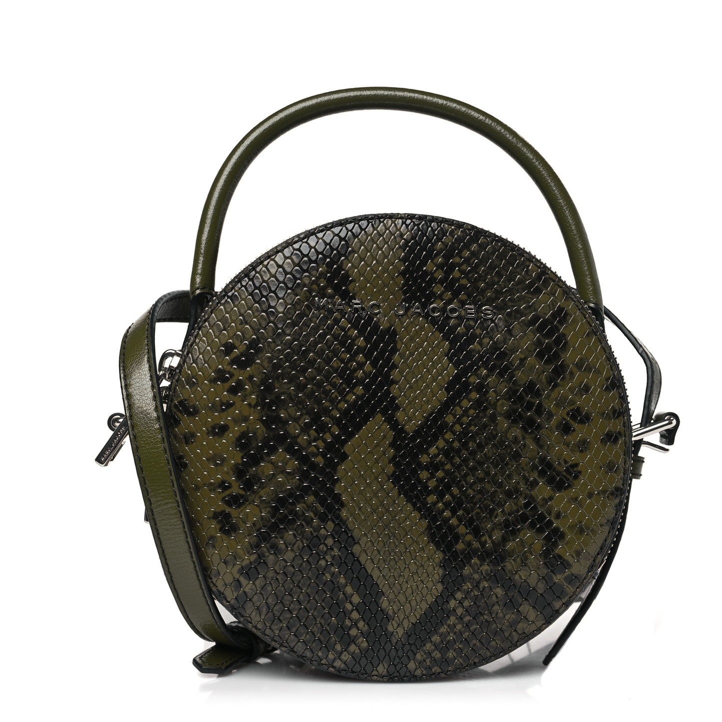 Snakeskin Embossed Circle Crossbody Dark Martini Olive Green