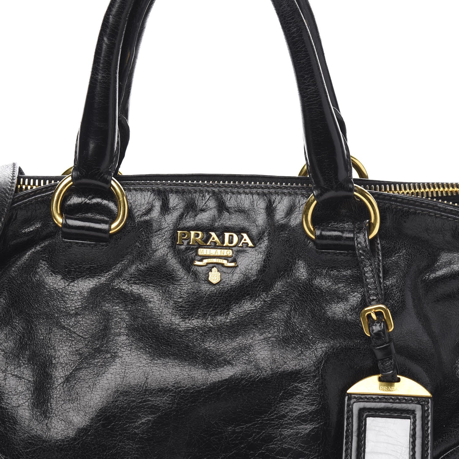 Prada Vitello Shine Bauletto Black 10 of 10