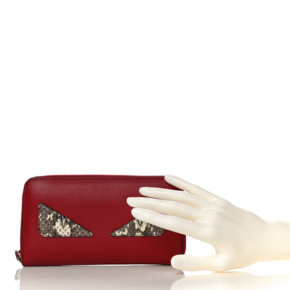 Fendi Vitello Dolce Elaphe Monster Eyes Zip Around Wallet Ribes Naturale 2 of 12