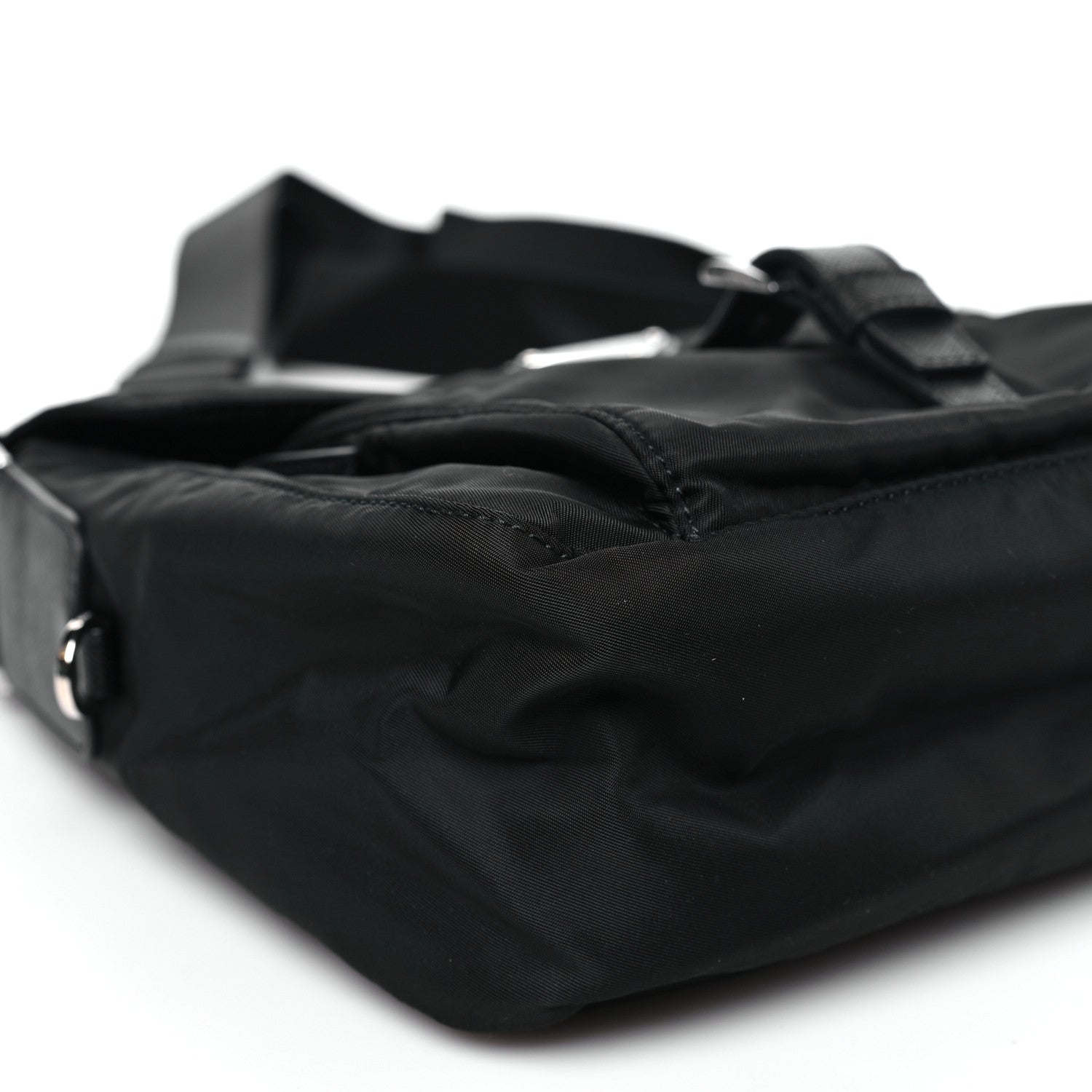 Prada Re-Nylon Vela Saffiano Pocket Single Buckle Messenger Shoulder Bag Black 8 of 9