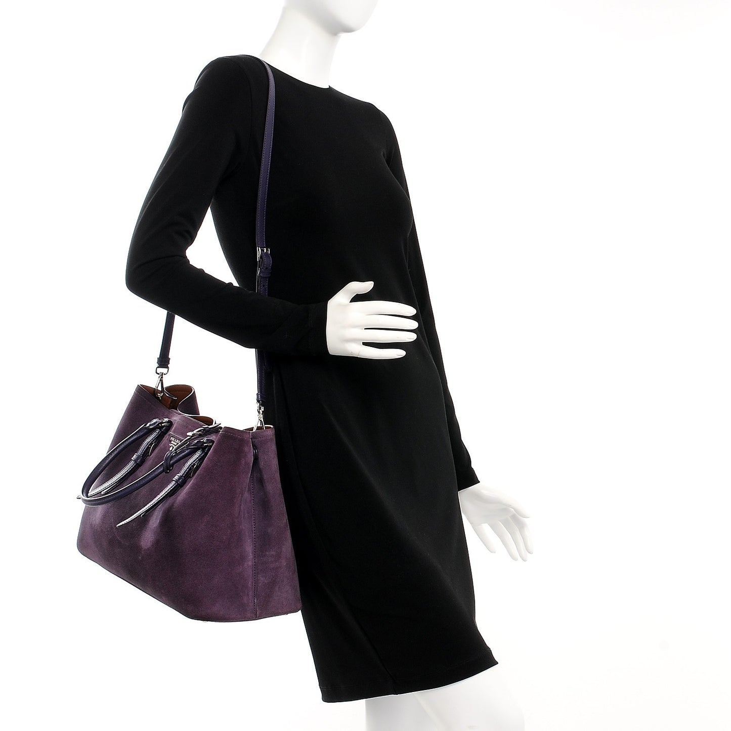 Scamosciato Suede Medium Double Handle Tote Uva Nocciolo