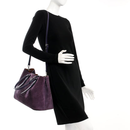 Prada Scamosciato Suede Medium Double Handle Tote Uva Nocciolo 2 of 7