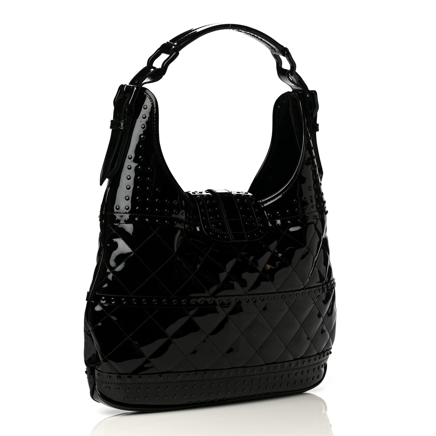 Patent Quilted Brook Hobo Black