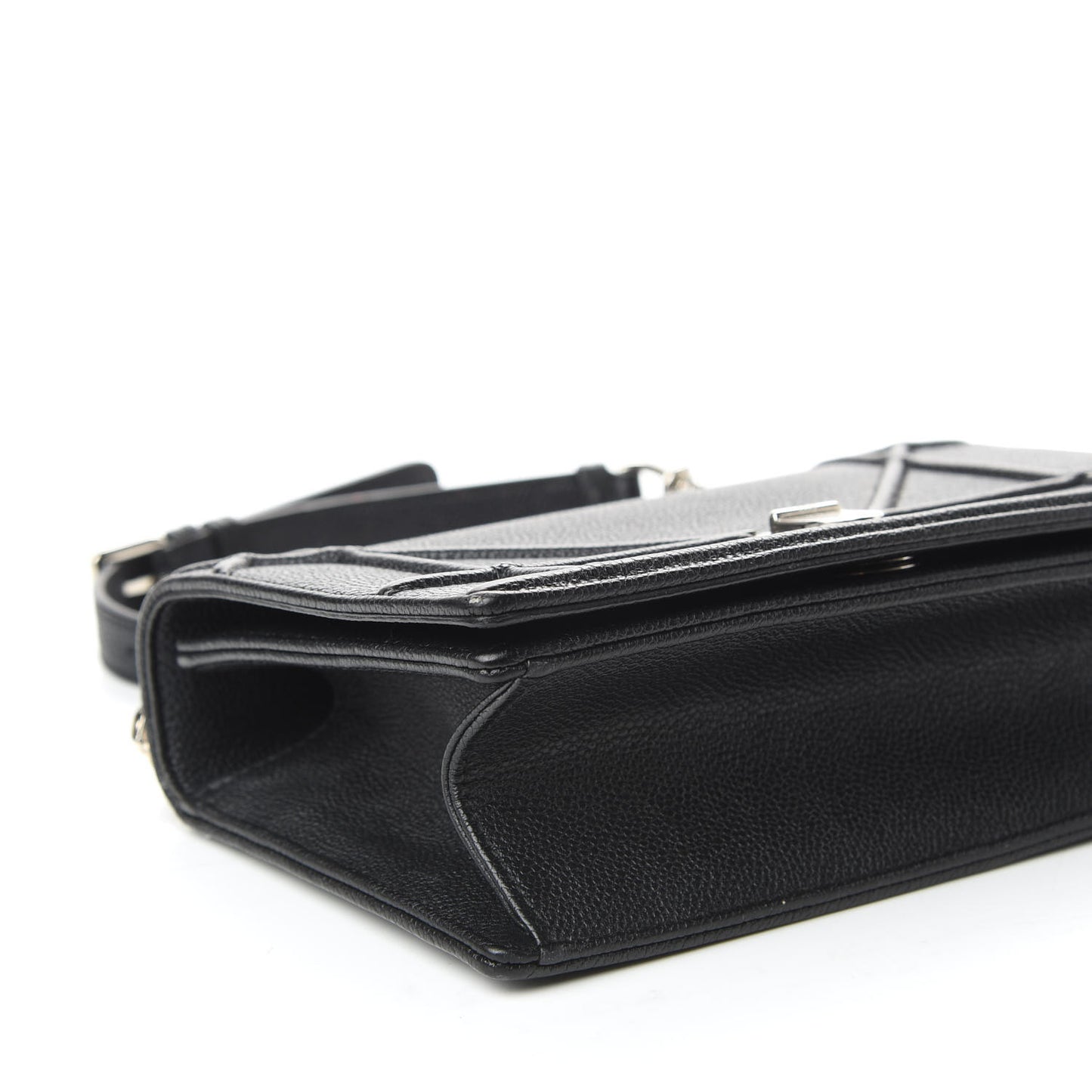 Grained Calfskin Small Diorama Flap Bag Black