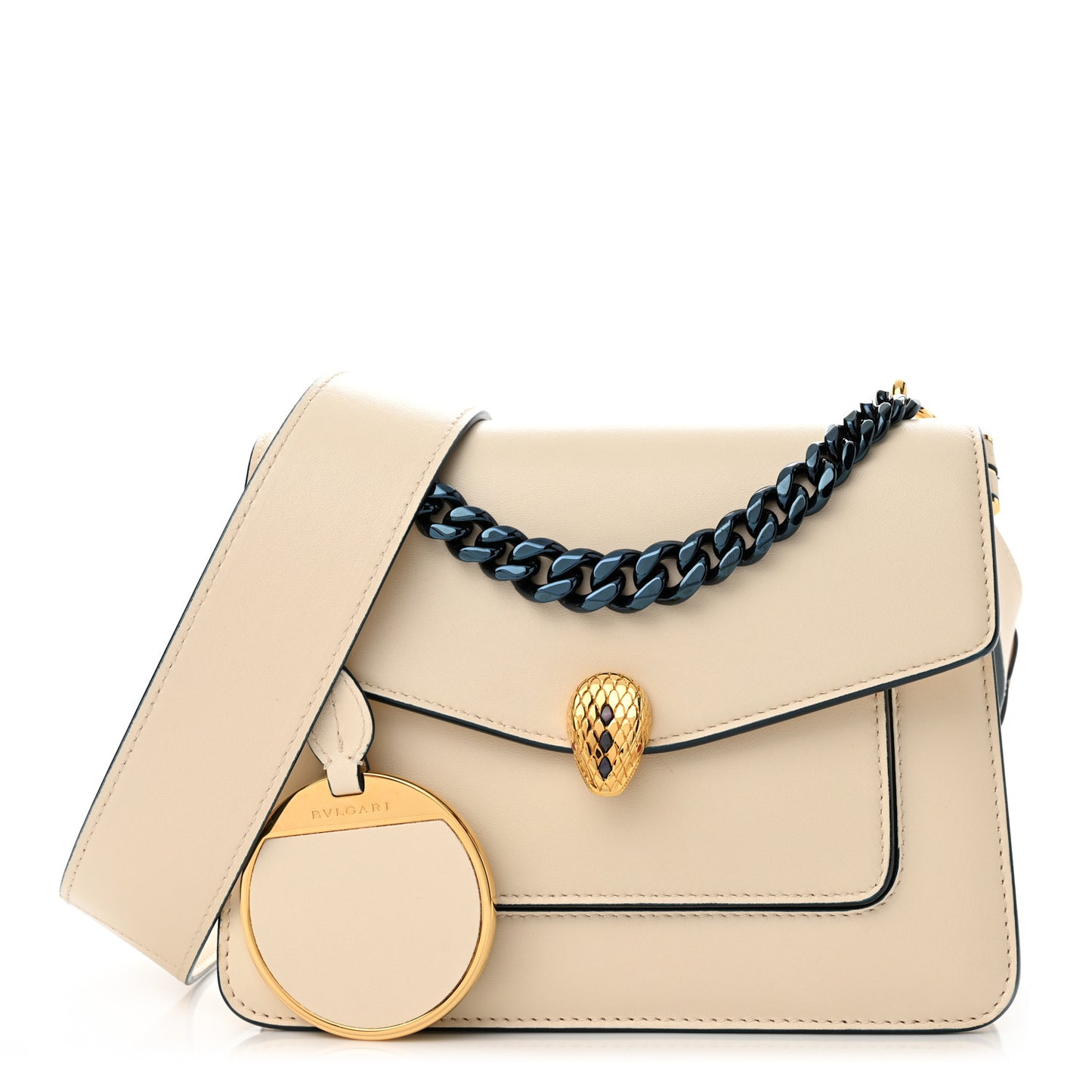 Nappa Serpenti Forever Maxi Chain Crossbody Bag Ivory Opal