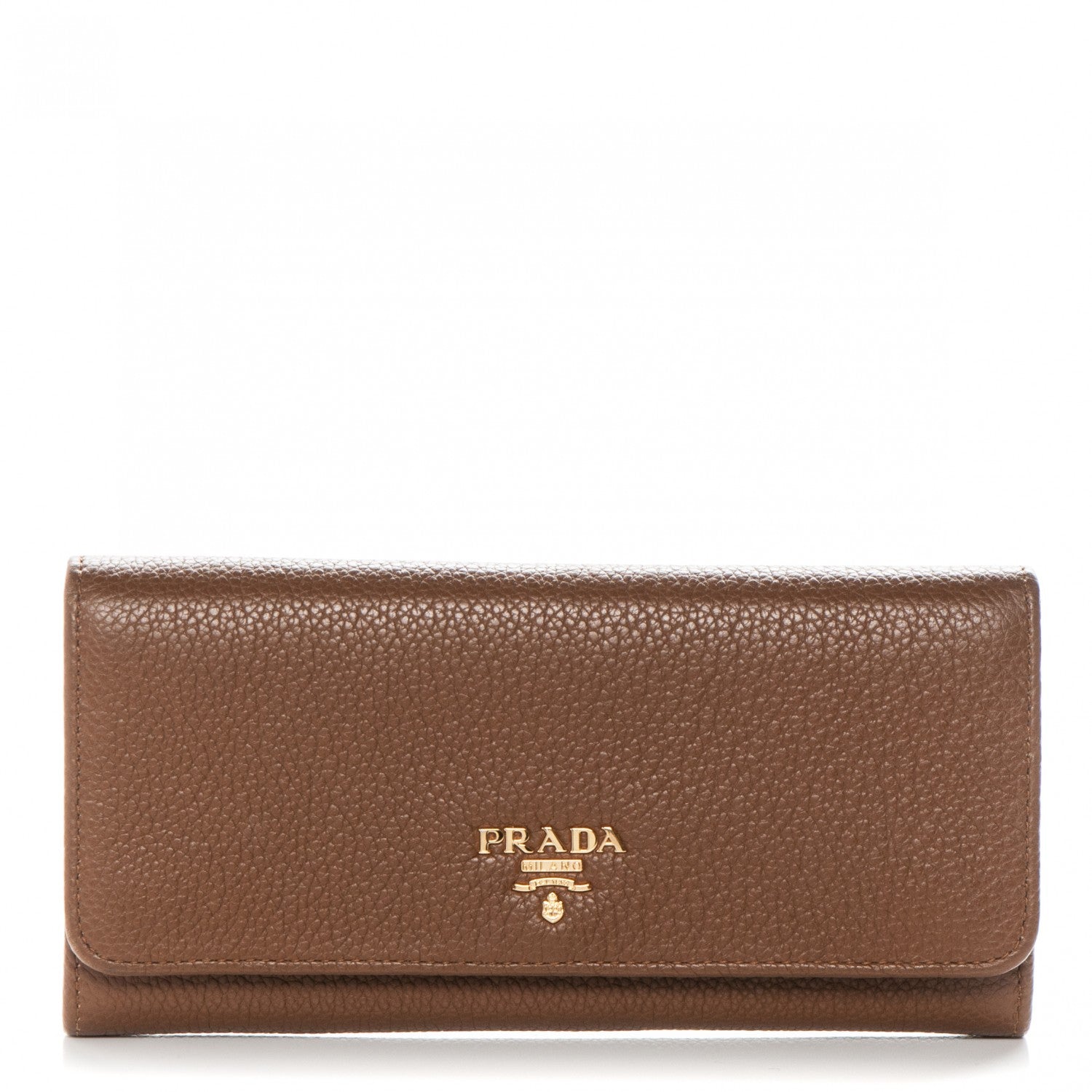 Prada Vitello Grain Continental Flap Wallet Cannella 1 of 8